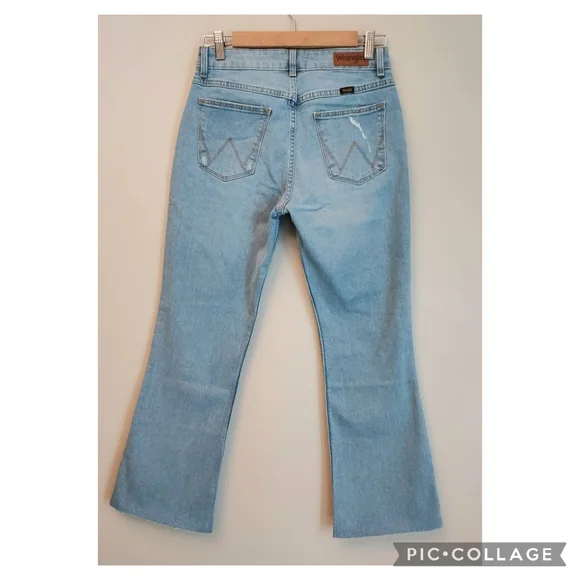 Wrangler High Rise Kick Flare Denim Jean Size 6 28 Light Wash NEW NWT - Picture 6 of 15